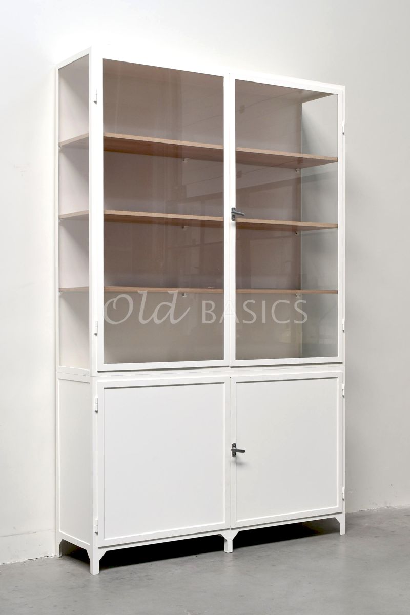 Apothekerskast Demi  Oak, 2 deuren, RAL9010, wit, materiaal staal